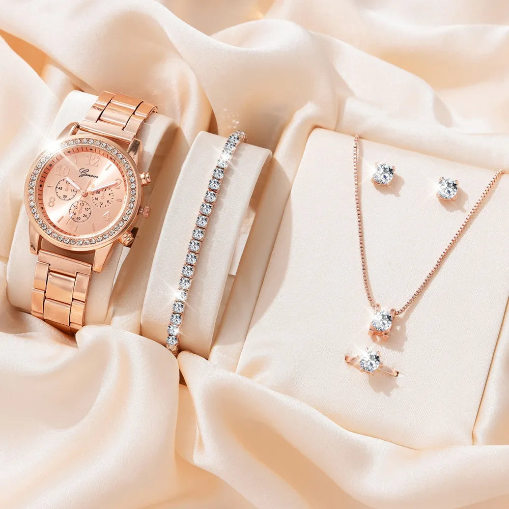 Glamour Timepiece & Jewelry Ensemble
