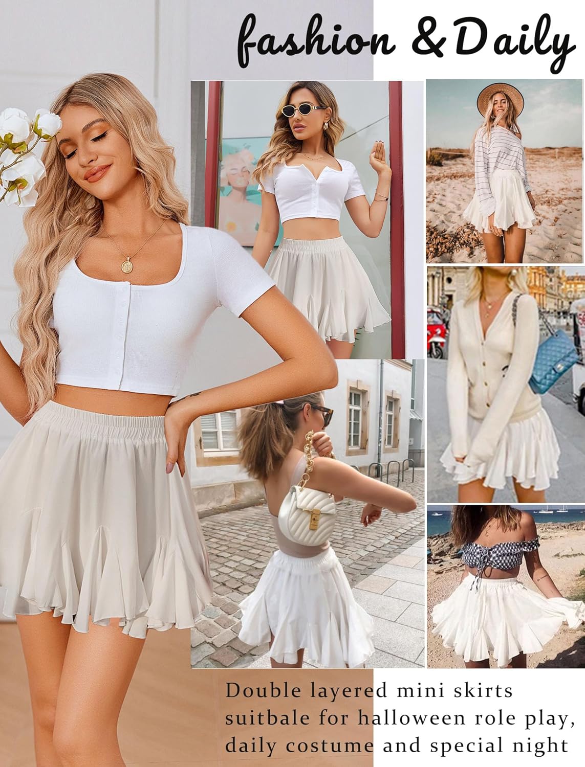 ChiffonSwirl™ Double Layer Ruffle Mini Skirt