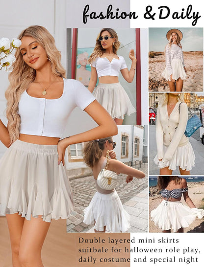 ChiffonSwirl™ Double Layer Ruffle Mini Skirt