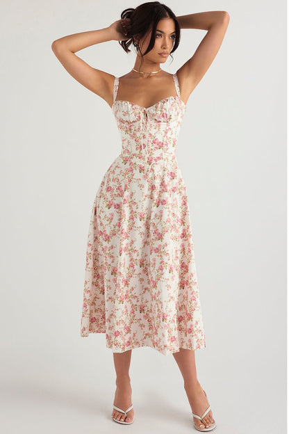 Rosellea™ - Floral Corset Midi Dress