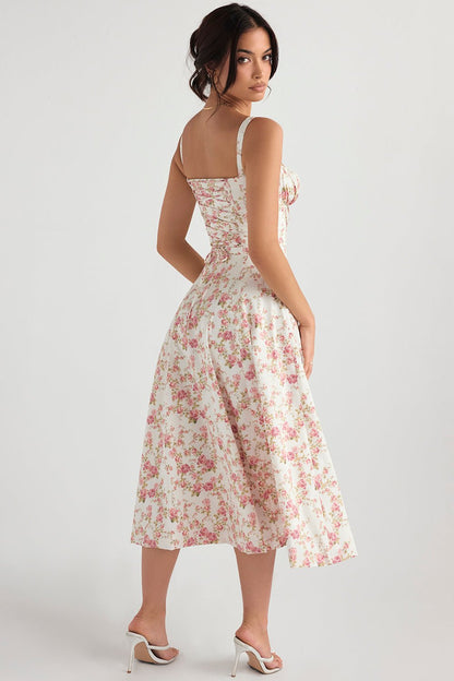 Rosellea™ - Floral Corset Midi Dress
