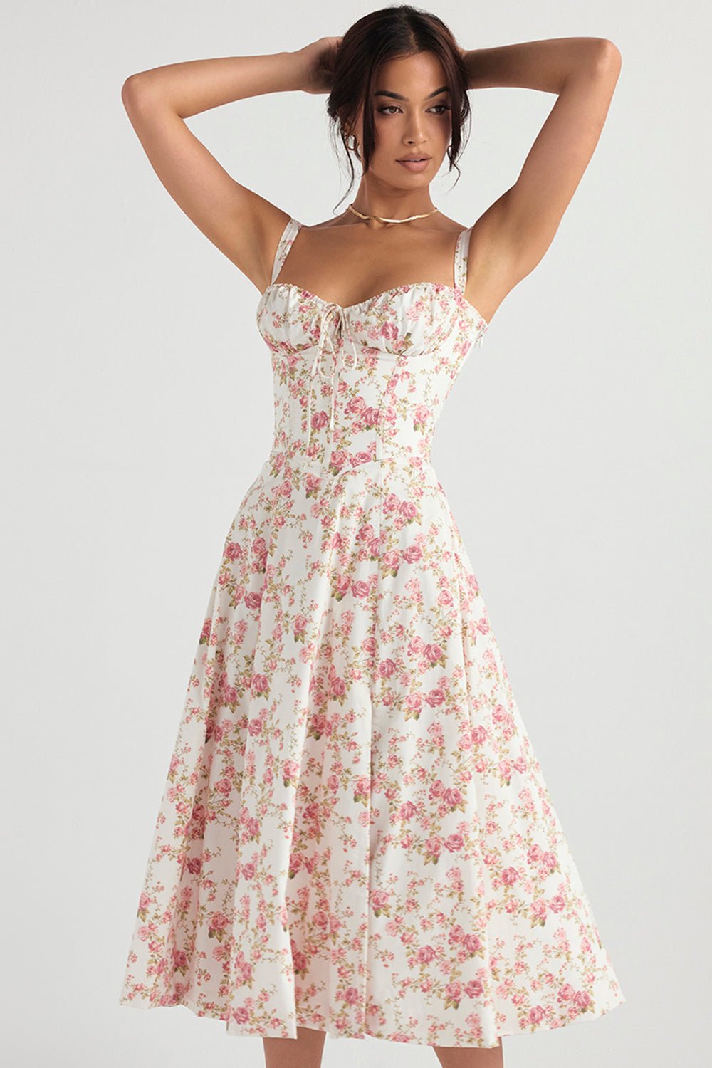 Rosellea™ - Floral Corset Midi Dress