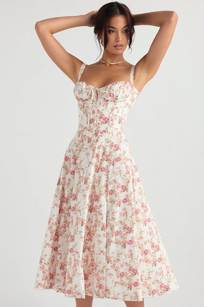 Rosellea™ - Floral Corset Midi Dress