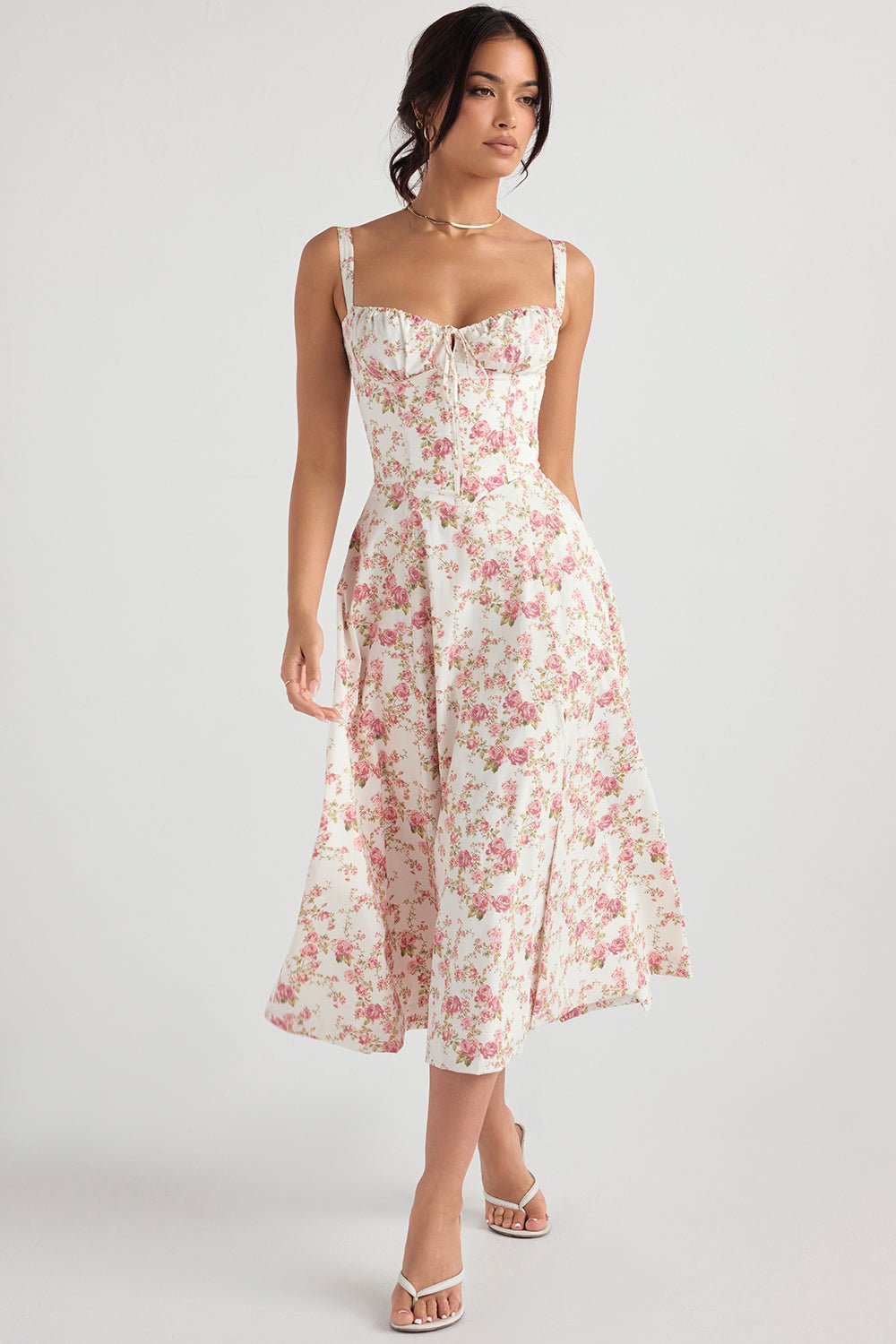 Rosellea™ - Floral Corset Midi Dress