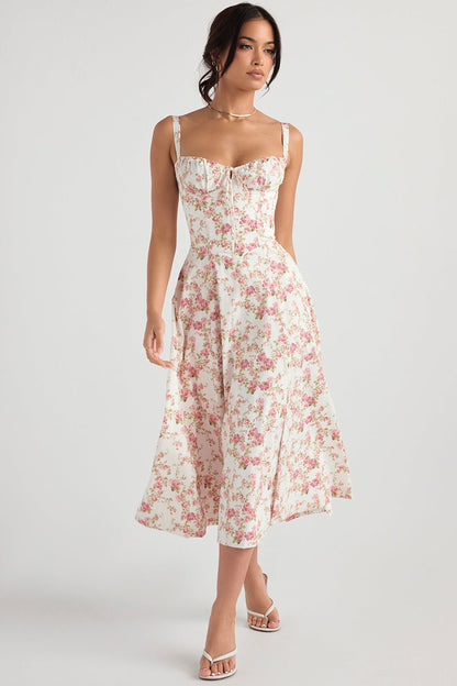 Rosellea™ - Floral Corset Midi Dress