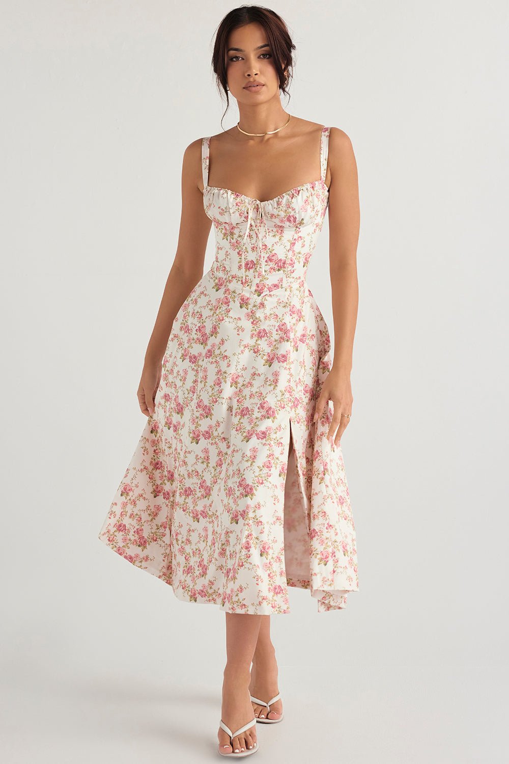 Rosellea™ - Floral Corset Midi Dress