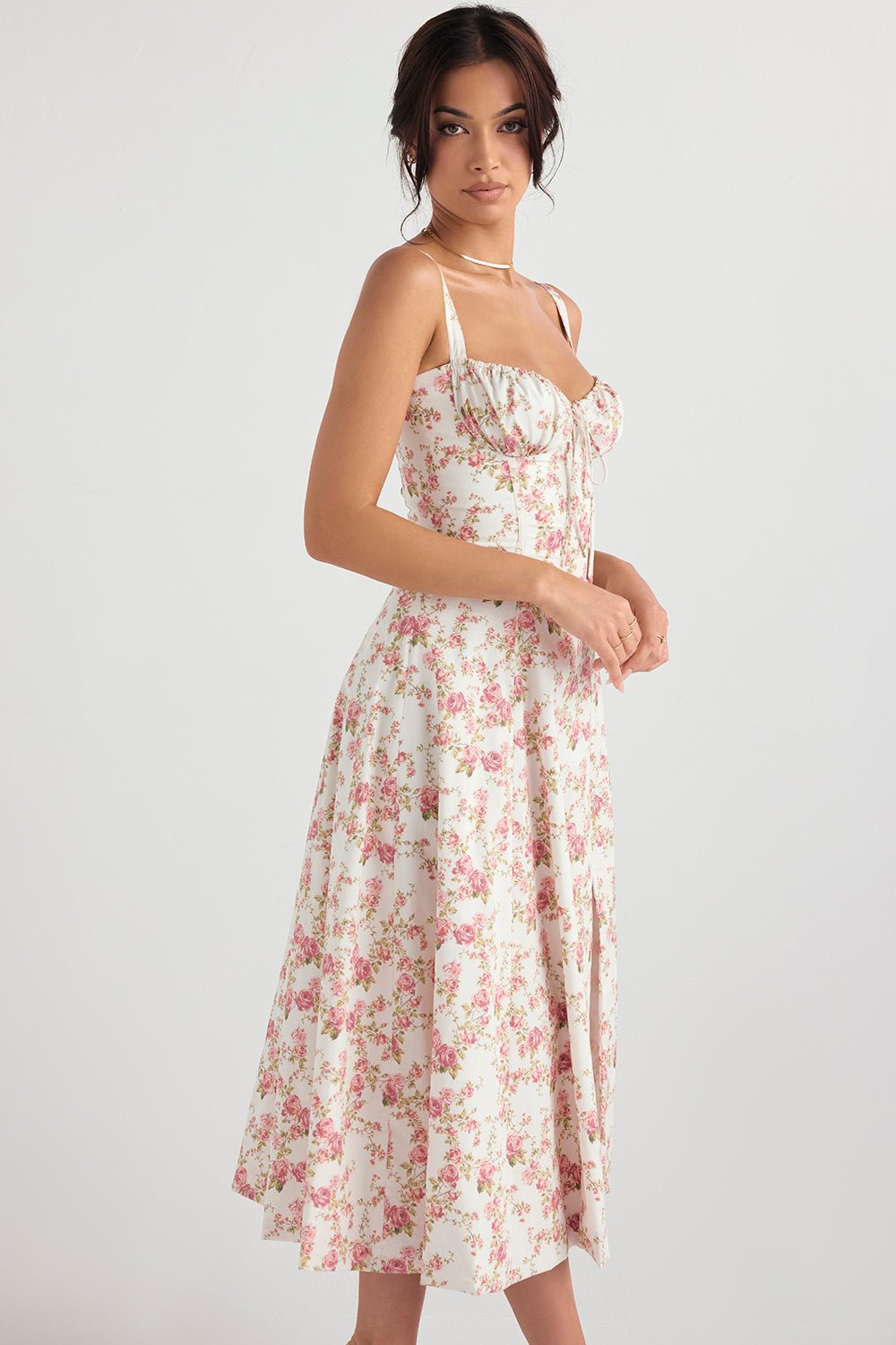 Rosellea™ - Floral Corset Midi Dress